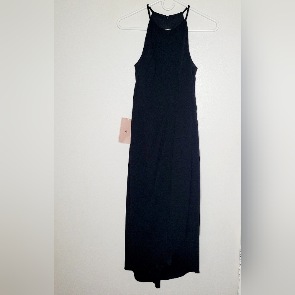 BHLDN Dress Marceau Maxi Crepe Women's Size 4 Black Zip Cocktail Elegant Wedding